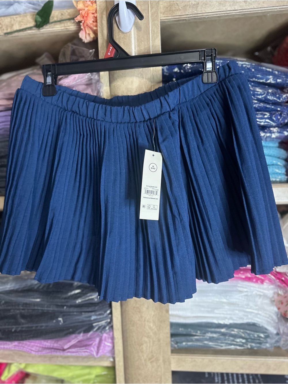 No Boundaries Navy Pleated Mini Skirt